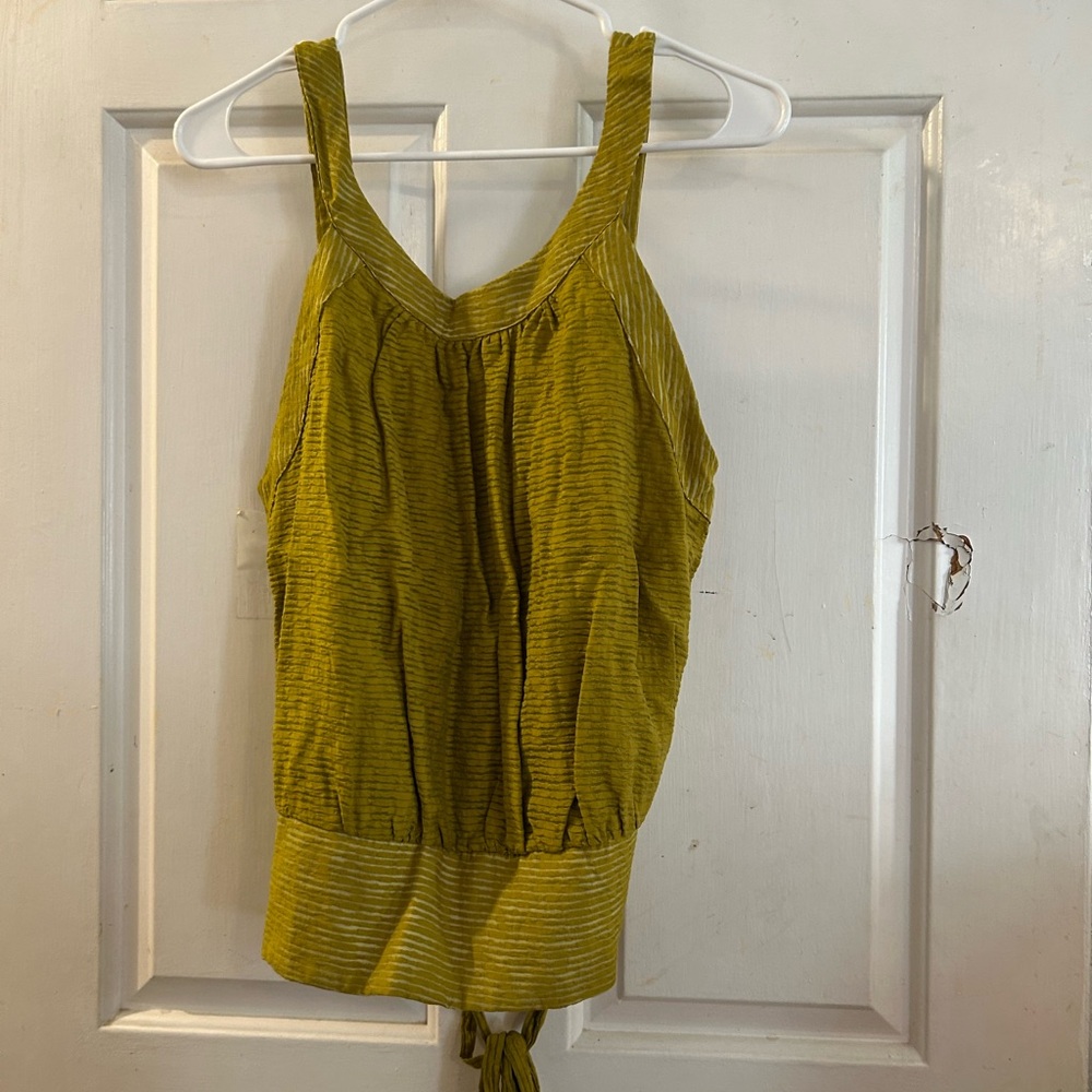 Anthropologie Olive Striped Blouson Tank Top